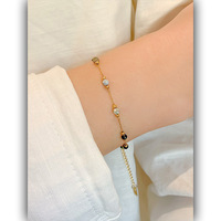 Parures de bijoux en acier inoxydable plaqué or inaltérable, avec perles en émail et pierres naturelles colorées, style simple, comprenant collier, bracelet et chaîne de cheville