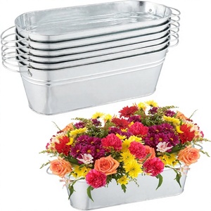 Handmade Iron Galvanized <b>Oval</b> Flower Planter Royal Look with Handle for Home Garden Indoor Outdoor Decor Planter <b>Pot</b> for <b>Plants</b> - Product Image 1