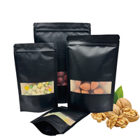 Sachet Doypack Kraft Marron Refermable à Fermeture Éclair Thermosoudable pour Aliments, Avec Fenêtre Transparente