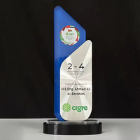Plaque de cristal gravée avec logo personnalisé, trophée avec plaque en métal argenté pour récompenser les employés exceptionnels