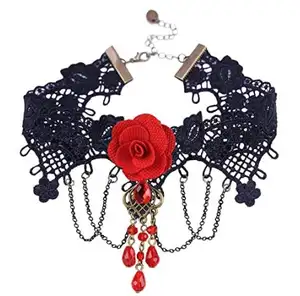 Choker for Women Gothic Lace Necklace Halloween Costume Party Boho Vintage Flower W684