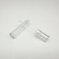 4ml AS Botella de brillo de labios de maquillaje de plástico redondo Tubo de brillo de labios transparente fino y grueso con varita