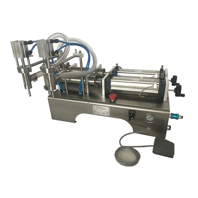 Horizontal double-head liquid stainless steel pedal mineral water and fruit juice filling machine