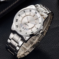 Montre Chronographe de Style Affaires en Acier Inoxydable 40mm avec Calendrier à Aiguilles, Verre Saphir et Mouvement Quartz Seiko, Étanche