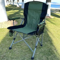 Fauteuil de pêche pliant d'extérieur, chaise longue épaisse en forme de fer à cheval avec cadre en fer et tissu Oxford – Portable et grande taille pour pique-nique et extérieur
