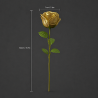 Großhandel Metallisch Gold Silber Rose Einzelstiel 45cm Seiden-Kunstblume 7cm Blütenkopf Handgefertigt Hochzeit Weihnachten Heim-Deko Großpackung