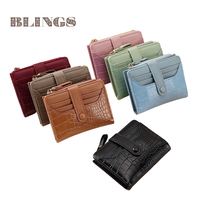 Vente en gros élégant portefeuille pour femmes en cuir PU avec porte-cartes Durable petit porte-monnaie Portable court portefeuille sac de crédit