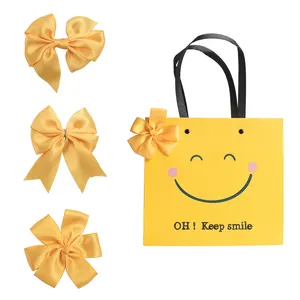 Caja de regalo personalizada por debajo de la rodilla, decoración de embalaje, cinta amarilla satinada, paquete de lazos para envolver regalos