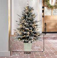 Sapin de Noël artificiel floqué pré-éclairé de 1,2 m (4 pieds) avec 80 lumières LED blanc chaud, écologique, de haute qualité, branches effet neige