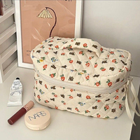 Sac de maquillage multifonctionnel en coton avec fermeture éclair, portable, écologique, pliable, pour femmes, rangement quotidien des cosmétiques, voyage, affaires