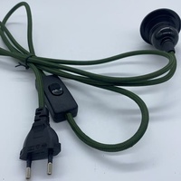 Cordon textile vintage avec interrupteur à prise EU, douille E27 en bakélite pour ampoule, support de lampe pour ensembles de cordons de suspension