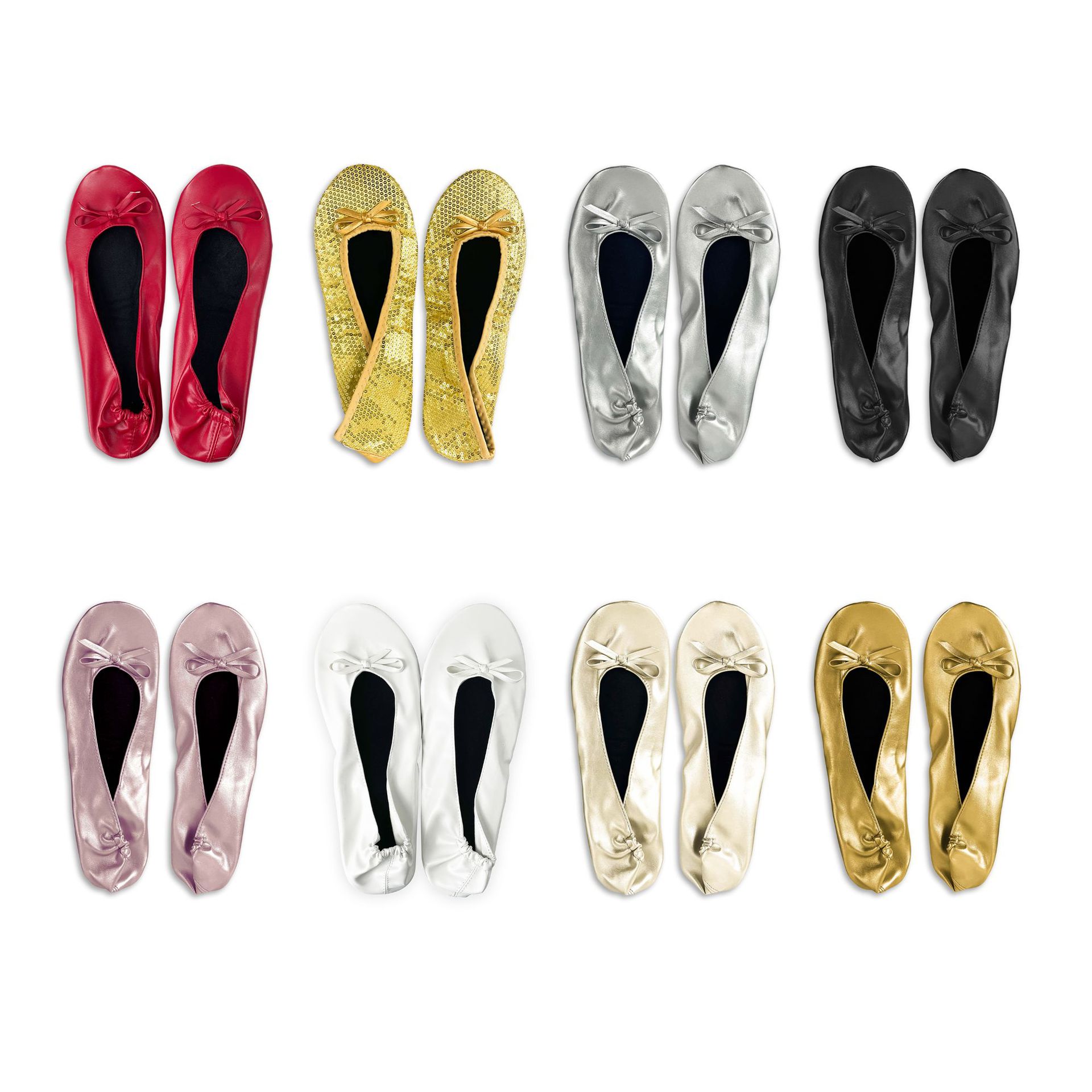 Ballerine Pieghevoli Da Donna – Scarpe Arrotolabili Con Custodia Da Viaggio – Colori: Nero, Argento, Oro, Rosa – Eleganti E Antiscivolo - 2