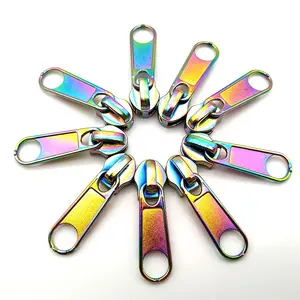 Niedrigen moq ausgestattete phantasie #5 regenbogen farbe lange puller nylon zip metall slider