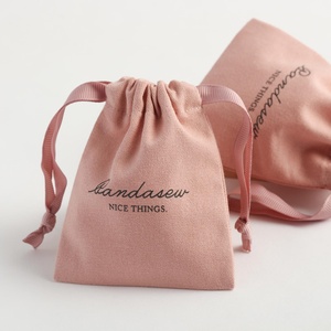 PandaSew Sac à cordon en toile de coton rose foncé avec logo personnalisé 10x8cm, pochette pour bijoux - Product Image 1