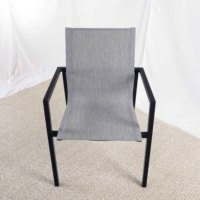 Chaise de salle à manger empilable en aluminium, style antique, siège en tissu gris, mobilier d'extérieur pour patio, fête, jardin, café, hôtel, cour