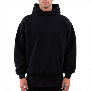Sweat-shirt à capuche surdimensionné pour homme en coton lourd 100 % avec poche avant et poignets côtelés pour l'hiver - Product Image 1