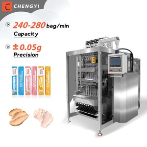 เครื่องบรรจุภัณฑ์อัตโนมัติแบบหลายเลนสำหรับอาหารสัตว์เลี้ยงชนิดเปียก ซองเล็ก ซองแบบซองเดี่ยว อาหารแมวแบบแผ่น และแบบเป็นก้อน - Product Image 1