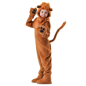 Disfraz de León para Adultos y Niños, Traje de Cosplay para Actuaciones, Piel Sintética Marrón con Capucha y Cola - Product Image 4