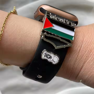 Nouveau Produit Vente Chaude : Breloque de Montre Drapeau Palestine, Charm en Métal Carte et Lettre, Décoration pour Montre - Product Image 3