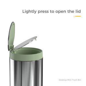 Mini Desktop Trash Can Cylindrical Stainless Steel Push Button White Lemon Yellow Emerald Green Indoor <b>Waste</b> <b>Bin</b> - Product Image 3
