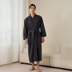 Factory Wholesale Summer Unisex Adult Waffle Bathrobe Men Soft Quick <strong>Dry</strong> Spa Bathrobe Solid Gown <strong>Women</strong> Waffle <strong>Robes</strong> - Product Image 5