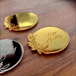 Décoration de gâteau d'<span class=keywords><strong>anniversaire</strong></span> en acrylique, <span class=keywords><strong>guirlande</strong></span> florale, topper pour cupcake, fournitures de fête d'<span class=keywords><strong>anniversaire</strong></span>, design élégant de couronne - Product Image 3