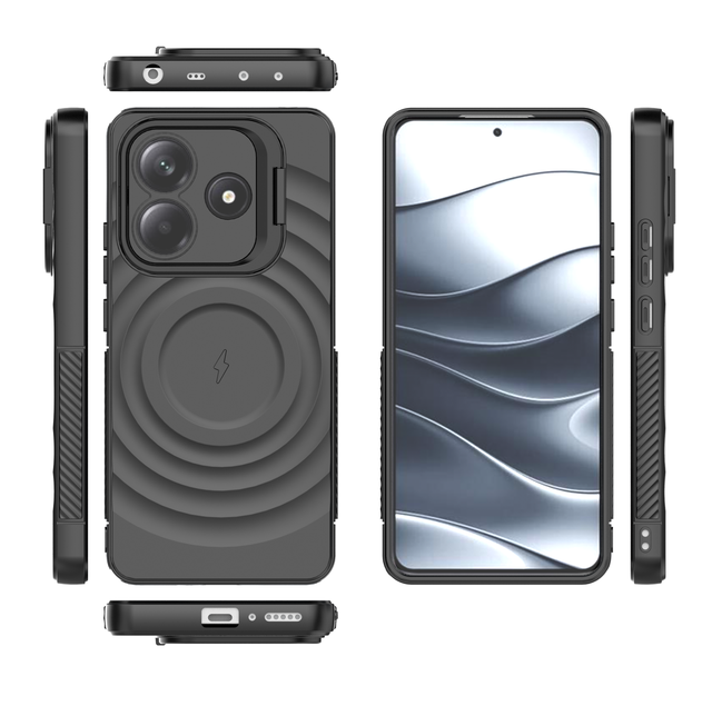 2024 New Shockproof and Water Case for Redmi Note 14 Magnetic Mobile Cover Soft Water Ripple Phone Case with Bracket