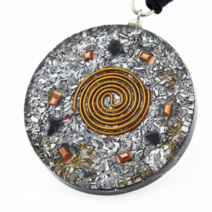 Pendentif en cristal d'orgonite de haute qualité avec incrustations de métal et de pierres précieuses pour la protection contre les ondes électromagnétiques, bijoux énergétiques faits à la main, vente en gros - Product Image 1