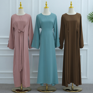 Chất lượng <span class=keywords><strong>nida</strong></span> DRESS abaya khiêm tốn thời trang kaftan người phụ nữ ăn mặc thanh lịch arabturkey Dubai đóng cửa cơ bản abaya với ren Cuff vành đai áo choàng - Product Image 6