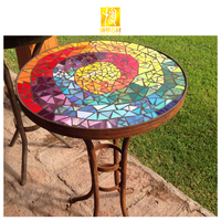 BOTON STONE multicolore extérieur jardin décor à la maison salon Accent meubles en fer forgé céramique mosaïque Table