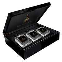 Boîte d'emballage de parfum en bois personnalisée, élégante, luxueuse, créative, de qualité supérieure, faite à la main, doublée de velours, noire, laquée brillante