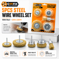 COOFIX Lot de 5 brosses métalliques en fil d'acier avec 2 brosses à coupelle et 1 brosse à pointe, tige de 6 mm pour perceuse, pour décapage de rouille