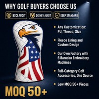 Housse de tête de club de golf en cuir de luxe ajustée, élégante, rembourrée, toucher doux, haut de gamme, fabricant et fournisseur