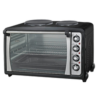 32L Elektrischer Tischkonvektionsofen mit Zwei Kochplatten Pizza-Toaster-Funktionen Einstellbarer Thermostat für den Haushalt