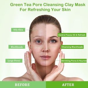 Masque d'argile au thé vert de marque privée hydrater la peau nettoyant minimiser les pores contrôle huile anti-imperfections points noirs acné masque facial - Product Image 6