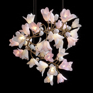 Moderno bambino rosa rame Magnolia fiore lampadario a sospensione luce di lusso camera da letto luci soggiorno sala da pranzo arte lampade a sospensione - Product Image 1