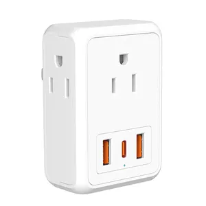 Design US Customizable One-to-Three Multi-Function Wall Socket 2USB+1Type-C Converter 250v 10a Single Power Expander Safety US