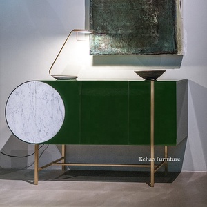 Table de salon dorée en acier inoxydable, style italien rétro, produit de luxe léger, décor mural en marbre, <span class=keywords><strong>console</strong></span> d'entrée bleue - Product Image 3