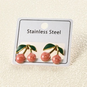Pendientes de Cereza Kawaii de Acero Inoxidable, Lindos, Impermeables, Coloridos, con Esmalte de Frutas, Joyería Estética Dulce, Regalo para Niñas - Product Image 3