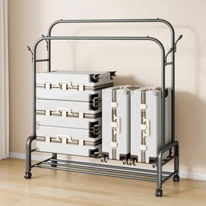 Rolling Metal Clothing Rack 4 Hooks Double Rod Storage <strong>Shelves</strong> Modern Multifunction Design <strong>150cm</strong> for Shoes Bedroom/Living Room - Product Image 6
