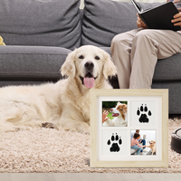 Kit de cadre photo en bois écologique pour empreintes de pattes d'animaux, tampon encreur pour chien et chat, cadeau commémoratif DIY à montage mural, sans contact et facile à nettoyer, vente en gros