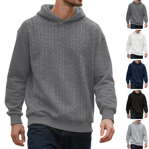 Sweat-shirt à capuche jacquard épais pour homme, manches longues, décontracté, automne-hiver, grande taille, style européen et américain, non doublé - Product Image 3