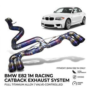 Système d'échappement sport performant Vortex Racing Titanium Catback pour BMW E82 1M Pie Cut Blue Burnt avec soupapes - Product Image 1