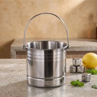 Seau à glace en acier inoxydable 1,6 L avec poignée portable pour bière et vin, facile à nettoyer, double paroi, pour fêtes, bars, KTV
