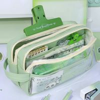 Étudiants Junior High School Trousse À Crayons Japonais Simple Papeterie Sac Sac De Rangement 5 Couches Grande Capacité Transparent Stylo Cas