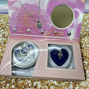 ורוד נירוסטה שרשרת עם אהבה פנינה כלוב תליון זהב מתנה תיבת מתנה סט מים מתוקים שרשרת חג המולד - Product Image 2