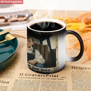 Heat Sensitive Blank Mug 11oz <b>Ceramic</b> Color Changing <b>Cup</b> For DIY Printing Frosted Black - Product Image 5
