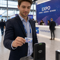 Carte de visite ultra-fine en papier vierge pour événements, avec impression personnalisée colorée, communication sans contact RFID NFC