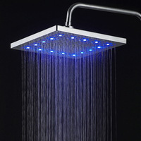 Meilleure Vente : Pommeau de Douche Carré LED 8 Pouces avec 7 Couleurs Changeantes, Économiseur d'Eau pour Salle de Bain