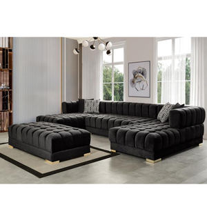 منزل Pinzhi تصميم عصري الأمريكية أخضر مخملي قماش غرفة المعيشة على شكل حرف U أريكة فاخرة مقطعية كرسي صالة منجد - Product Image 6